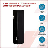 Black Two-Door L-shaped Office Gym Shed Storage Lockers - Side View