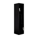 Black Two-Door L-shaped Office Gym Shed Storage Lockers - Close-Up Angle