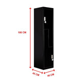 Black Two-Door L-shaped Office Gym Shed Storage Lockers - Low Angle
