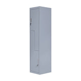 Grey Two-Door L-shaped Office Gym Shed Storage Lockers - Top-Down View