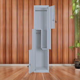 Grey Two-Door L-shaped Office Gym Shed Storage Lockers - Rear View