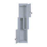 Grey Two-Door L-shaped Office Gym Shed Storage Lockers - Close-Up Angle
