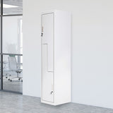 Grey Two-Door L-shaped Office Gym Shed Storage Lockers - Front View