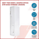 Grey Two-Door L-shaped Office Gym Shed Storage Lockers - Side View