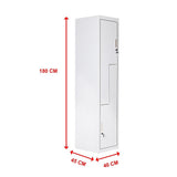 Grey Two-Door L-shaped Office Gym Shed Storage Lockers - Close-Up Angle