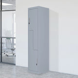 Grey Two-Door L-shaped Office Gym Shed Storage Lockers - Front View