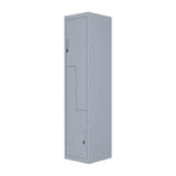 Grey Two-Door L-shaped Office Gym Shed Storage Lockers - Top-Down View