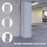 Grey Two-Door L-shaped Office Gym Shed Storage Lockers - Low Angle