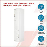 Grey Two-Door L-shaped Office Gym Shed Storage Lockers - Side View