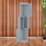 Grey Two-Door L-shaped Office Gym Shed Storage Lockers - Rear View