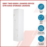 Grey Two-Door L-shaped Office Gym Shed Storage Lockers - Side View