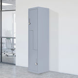 Grey Two-Door L-shaped Office Gym Shed Storage Lockers - Front View