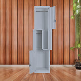 Grey Two-Door L-shaped Office Gym Shed Storage Lockers - Rear View
