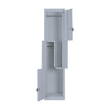 Grey Two-Door L-shaped Office Gym Shed Storage Lockers - Close-Up Angle