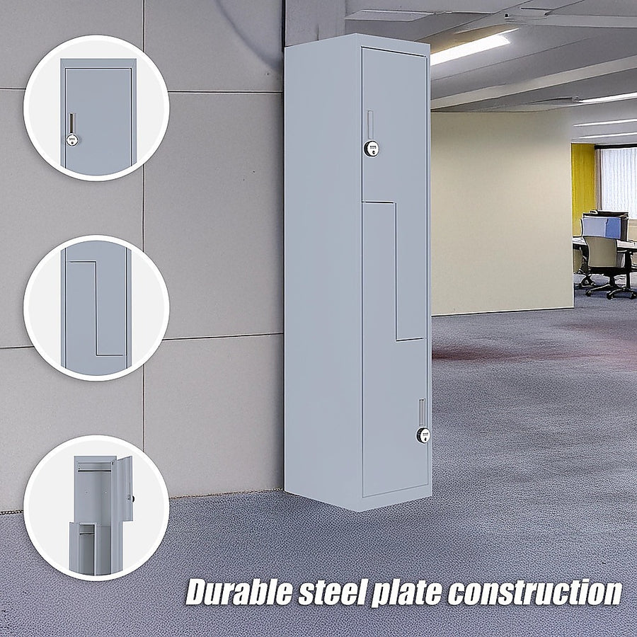 Grey Two-Door L-shaped Office Gym Shed Storage Lockers, image 9
