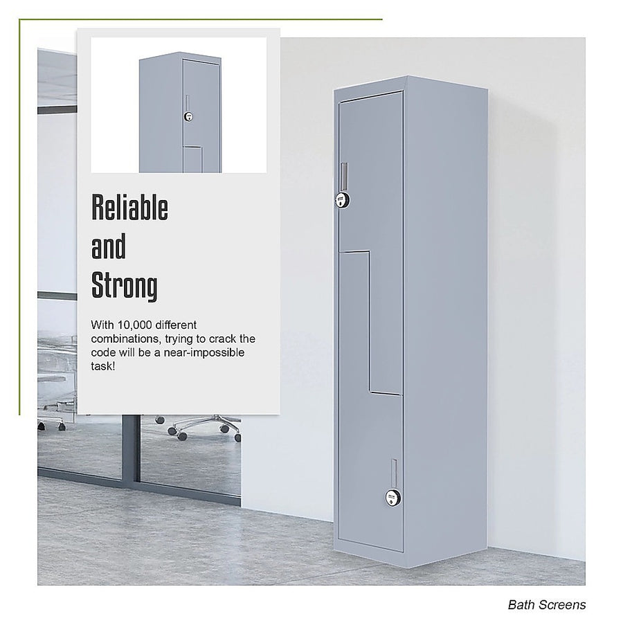 Grey Two-Door L-shaped Office Gym Shed Storage Lockers, image 11