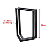 V Shaped Table Bench Desk Legs Retro Industrial Design Fully Welded - Black - Close-Up Angle