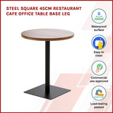 Steel Square 45cm Restaurant Cafe Office Table Base Leg - Side View