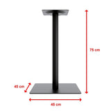 Steel Square 45cm Restaurant Cafe Office Table Base Leg - Close-Up Angle