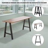 2x Rustic Dining Table Legs Steel Industrial Vintage 71cm - Black - 45-Degree Angle