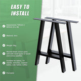 2x Rustic Dining Table Legs Steel Industrial Vintage 71cm - Black - Low Angle