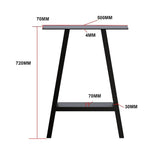 2x Rustic Dining Table Legs Steel Industrial Vintage 71cm - Black - Extra Image