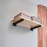 20cm Floating Shelf Brackets Industrial Metal Shelving Supports 4-Pack - Black - Front View
