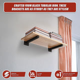 20cm Floating Shelf Brackets Industrial Metal Shelving Supports 4-Pack - Black - Extra Image