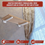 20cm Floating Shelf Brackets Industrial Metal Shelving Supports 4-Pack - White - Extra Image