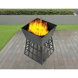 Black Fire Pit Square Log Patio Garden Heater Outdoor Table Top BBQ Camping - Front View