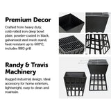 Black Fire Pit Square Log Patio Garden Heater Outdoor Table Top BBQ Camping - Top-Down View