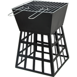 Black Fire Pit Square Log Patio Garden Heater Outdoor Table Top BBQ Camping - 45-Degree Angle