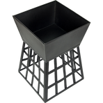Black Fire Pit Square Log Patio Garden Heater Outdoor Table Top BBQ Camping