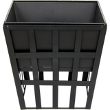 Black Fire Pit Square Log Patio Garden Heater Outdoor Table Top BBQ Camping - Rear View