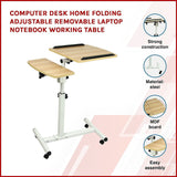 Computer Desk Home Folding Adjustable Removable Laptop Notebook Working Table - Side View