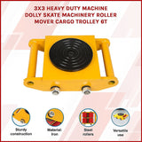 Heavy Duty Machine Dolly Skate Machinery Roller Mover Cargo Trolley 6T - Side View