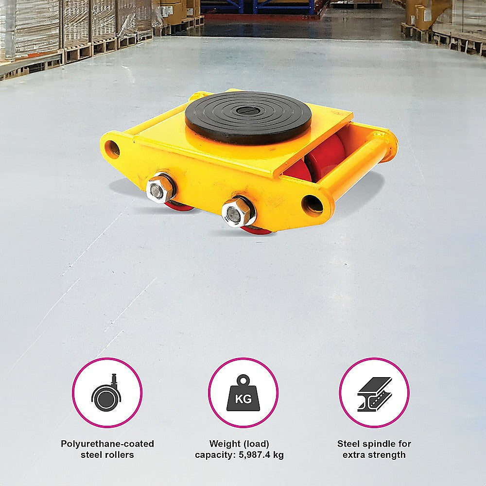 Heavy Duty Machine Dolly Skate Machinery Roller Mover Cargo Trolley 6T
