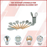 13x Kitchen Utensils for Cooking Baking Silicone Set - Side View