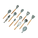 13x Kitchen Utensils for Cooking Baking Silicone Set - 45-Degree Angle