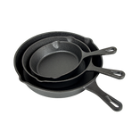 Pre Seasoned Cast Iron Skillet Fry Pan Set 3 Pcs Frying Pan Set