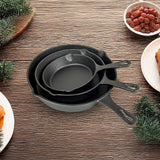 Pre Seasoned Cast Iron Skillet Fry Pan Set 3 Pcs Frying Pan Set - Rear View
