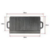 46x22 cm Cast Iron Reversible Griddle Plate BBQ Hob Cooking Grill Pan - Low Angle