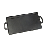 46x22 cm Cast Iron Reversible Griddle Plate BBQ Hob Cooking Grill Pan - Top-Down View