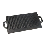 46x22 cm Cast Iron Reversible Griddle Plate BBQ Hob Cooking Grill Pan - 45-Degree Angle