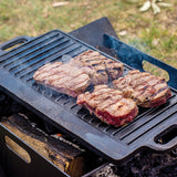 46x22 cm Cast Iron Reversible Griddle Plate BBQ Hob Cooking Grill Pan - Front View