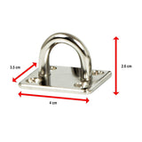 4X M6 304 Stainless Steel Oblong Pad Eye Plate Marine Hardware Staple Hook - Close-Up Angle