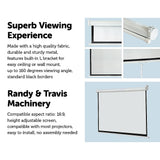 100 Inch 16:9 Manual Pull Down Outdoor Projector Projection Screen Theater Movie - Rear View