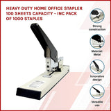 Heavy Duty Home Office Stapler 100 sheets capacity - Inc Pack of 1000 staples - Side View