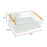Metal Dish Drying Rack Drainboard Holder Tray Kitchen Plates Cutlery Wood Handle - Extra Image
