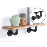 Industrial Black Iron Pipe Bracket Wall Mounted Floating Shelf - Set of 2 - Front View